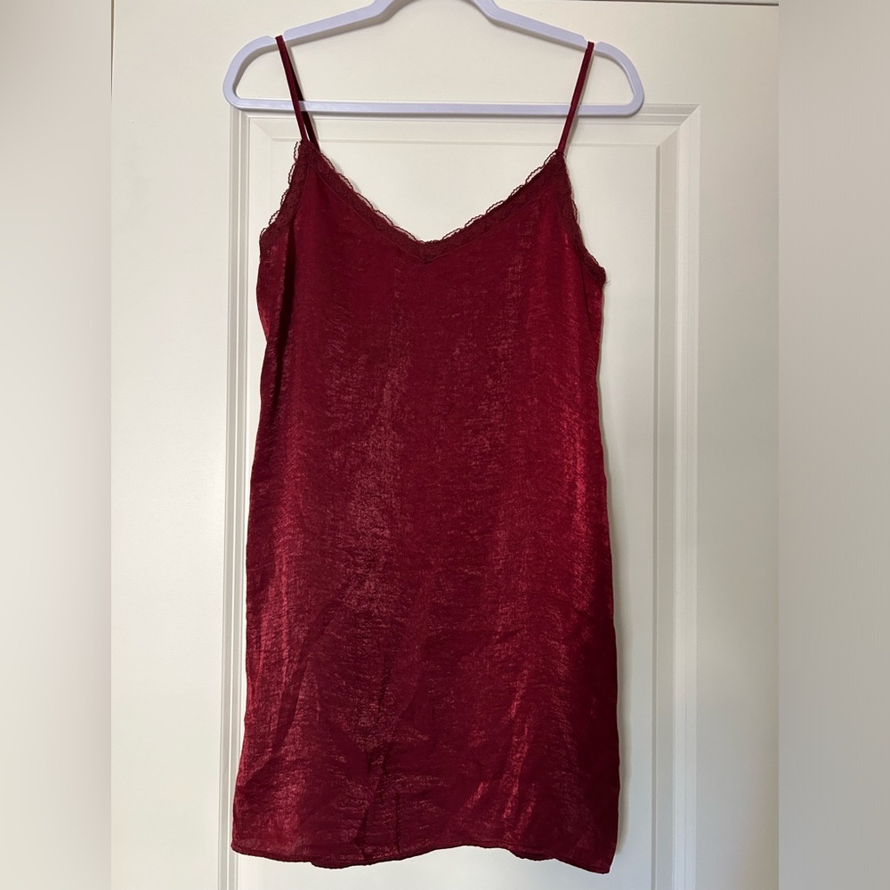 Hollister Red Satin Slip Dress Size S
